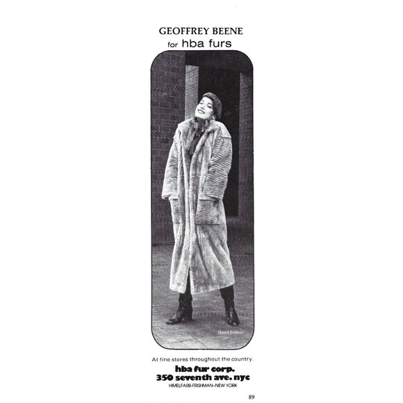 Geoffrey Beene HBA Furs Dyed Beaver Coat Vintage Print AD 1970s - Picture 1 of 2